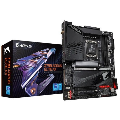 Материнская плата Gigabyte Z790 AORUS ELITE AX, Socket 1700, Intel®Z790, 4xDDR5-4800, HDMI+DP, 3xPCI-Ex16, 6xSATA3(RAID 0/1/5/10), 4xM.2, 8Ch Audio, 1x2.5GbLan, WiFi, (4+4)xUSB2.0, (5+2)xUSB3.2, (1+1)xUSB3.2 Type-C™, ATX, RTL {}